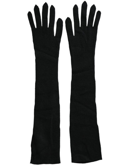 Dolce & Gabbana Black Cashmere Knitted Elbow Length Gloves Dolce & Gabbana