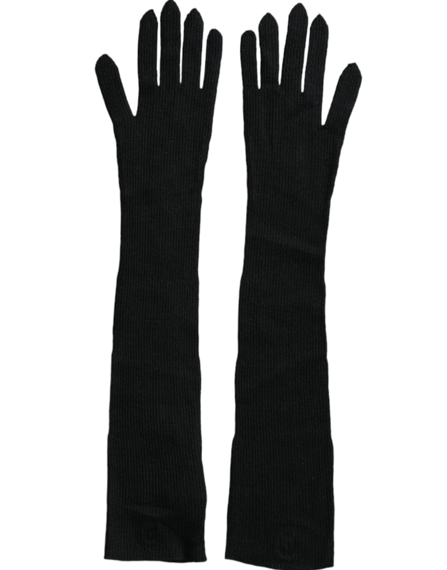 Dolce & Gabbana Black Cashmere Knitted Elbow Length Gloves Dolce & Gabbana