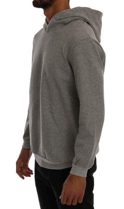 Daniele Alessandrini Sophisticated Gray Cotton Hooded Sweater Daniele Alessandrini