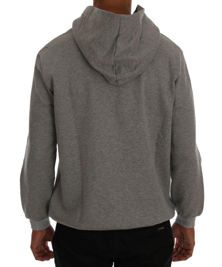 Daniele Alessandrini Sophisticated Gray Cotton Hooded Sweater Daniele Alessandrini