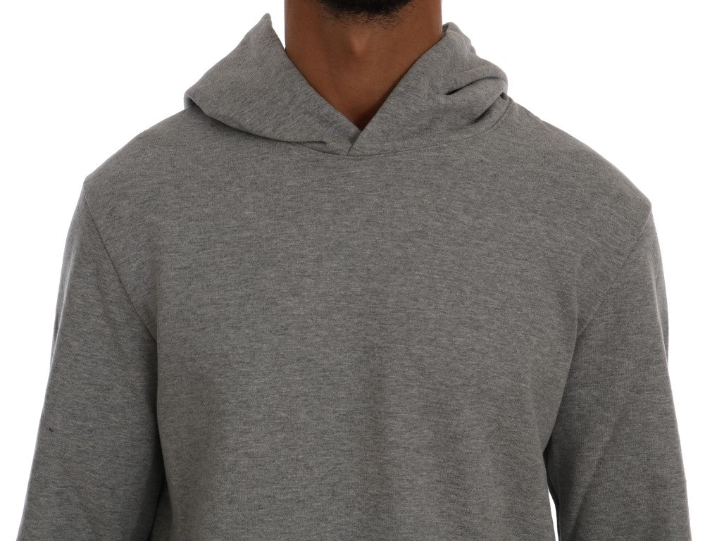 Daniele Alessandrini Sophisticated Gray Cotton Hooded Sweater Daniele Alessandrini