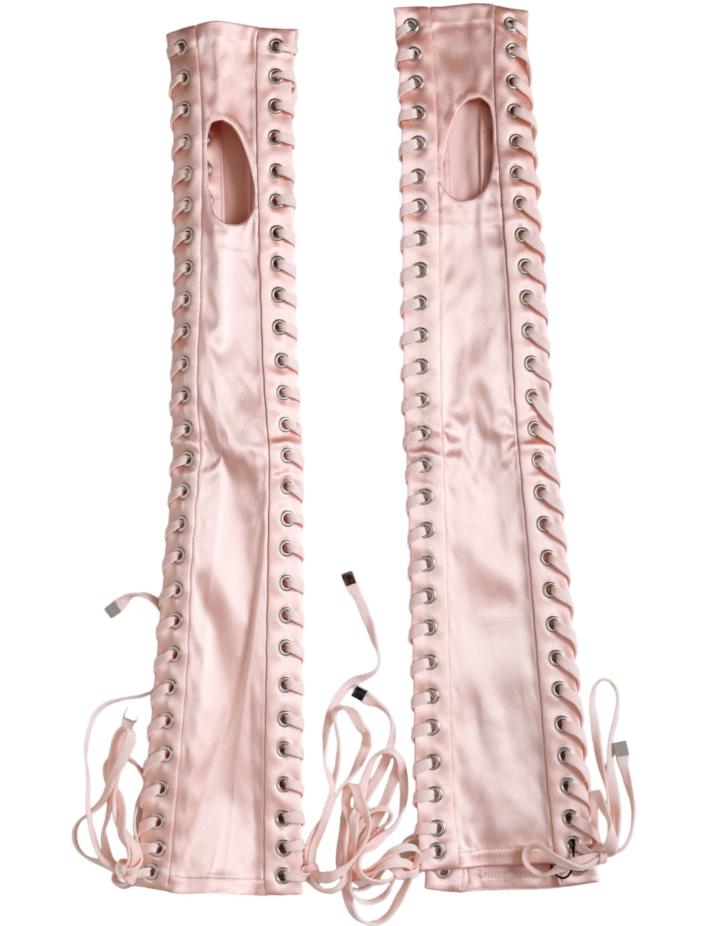 Dolce & Gabbana Pink Acetate Lace Up Fingerless Gloves Dolce & Gabbana