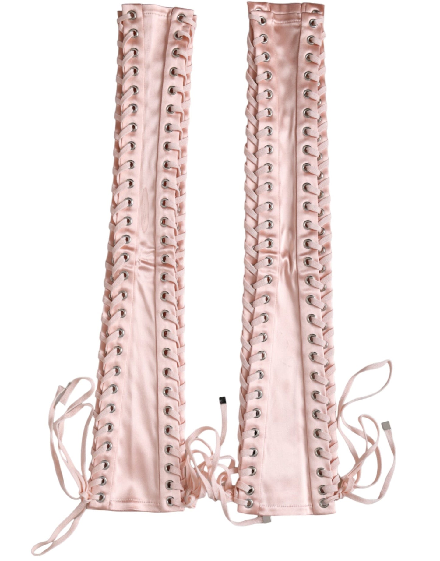 Dolce & Gabbana Pink Acetate Lace Up Fingerless Gloves Dolce & Gabbana