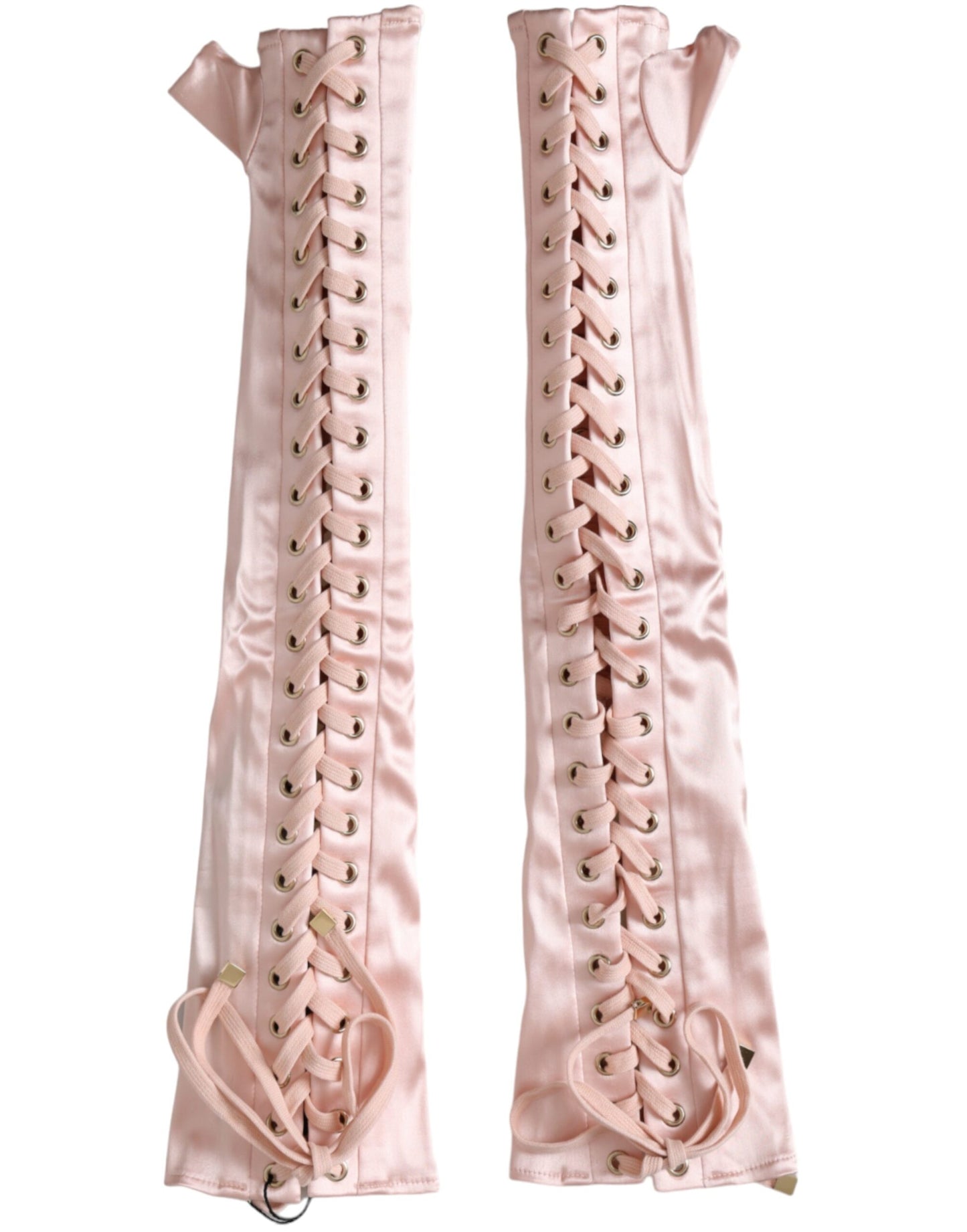 Dolce & Gabbana Pink Acetate Lace Up Fingerless Gloves Dolce & Gabbana