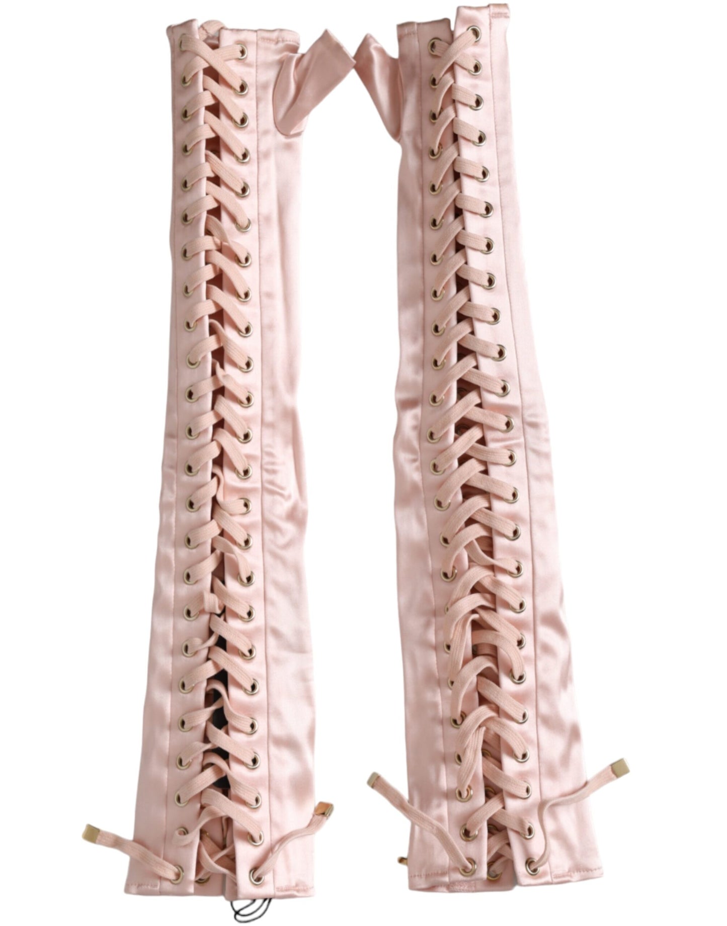 Dolce & Gabbana Pink Acetate Lace Up Fingerless Gloves Dolce & Gabbana