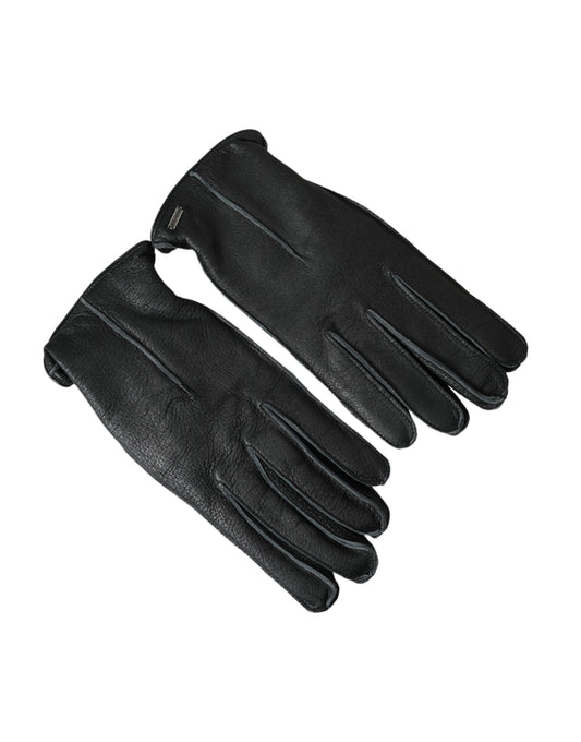 Dolce & Gabbana Black Deer Leather Wrist Length Gloves Dolce & Gabbana