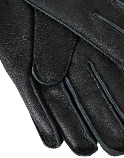 Dolce & Gabbana Black Deer Leather Wrist Length Gloves Dolce & Gabbana