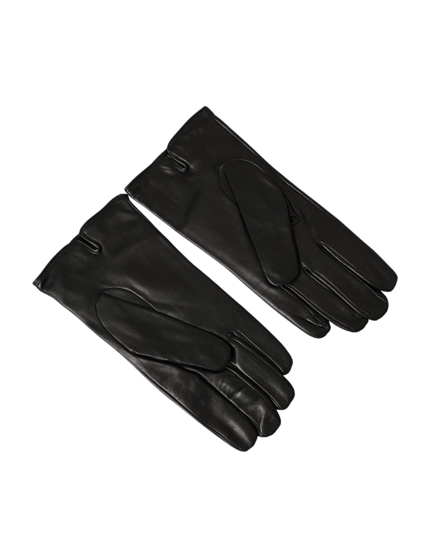 Dolce & Gabbana Black Leather Embossed Logo Short Hands Gloves Dolce & Gabbana