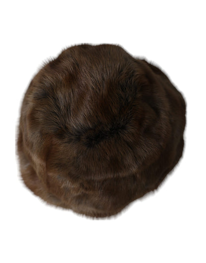 Dolce & Gabbana Brown Weasel Fur Womens Cashmere Hat Beanie Dolce & Gabbana