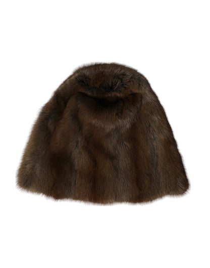 Dolce & Gabbana Brown Weasel Fur Womens Cashmere Hat Beanie Dolce & Gabbana