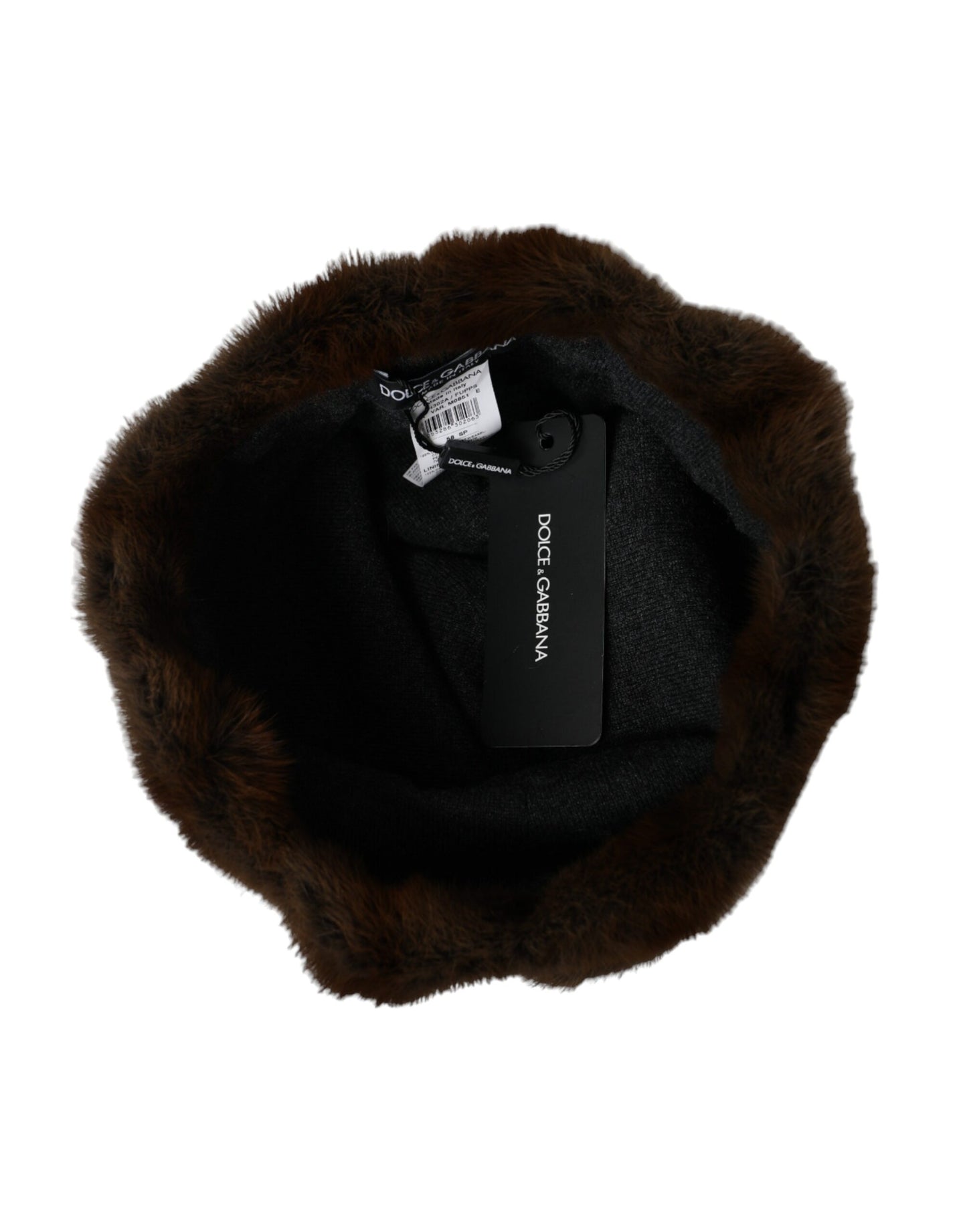 Dolce & Gabbana Brown Weasel Fur Womens Cashmere Hat Beanie Dolce & Gabbana