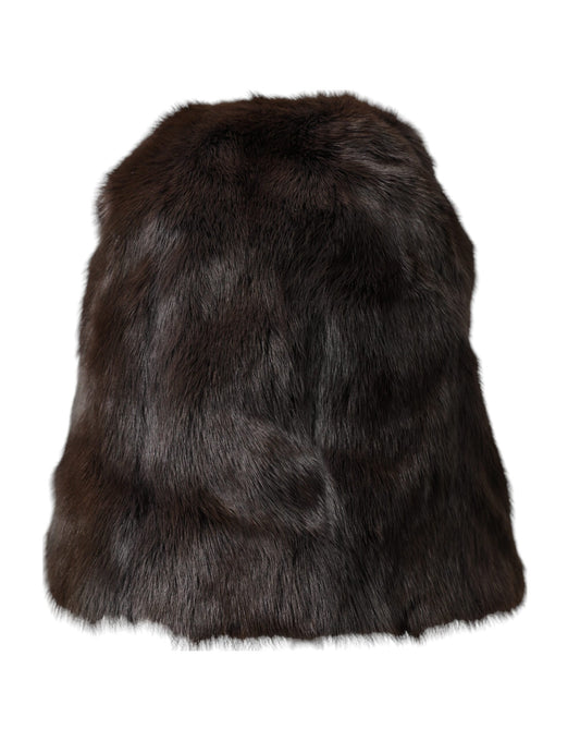 Dolce & Gabbana Brown Weasel Fur Womens Cashmere Hat Beanie Dolce & Gabbana