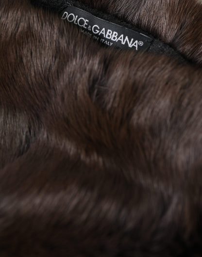 Dolce & Gabbana Brown Weasel Fur Womens Cashmere Hat Beanie Dolce & Gabbana