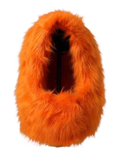 Dolce & Gabbana Orange Faux Fur Whole Head Wrap Hat Dolce & Gabbana