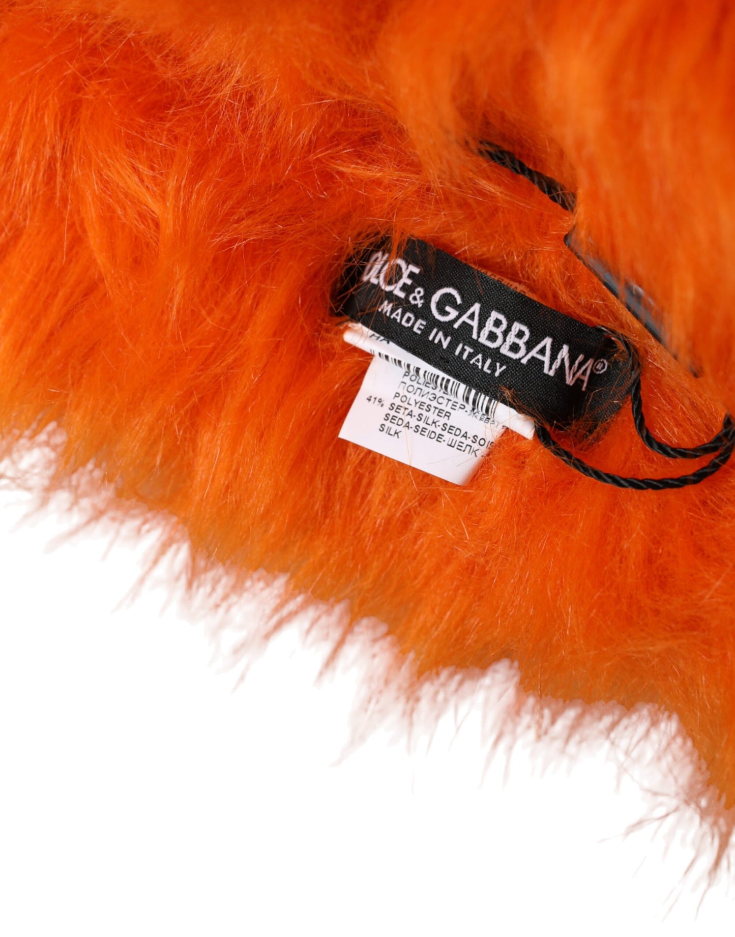 Dolce & Gabbana Orange Faux Fur Whole Head Wrap Hat Dolce & Gabbana