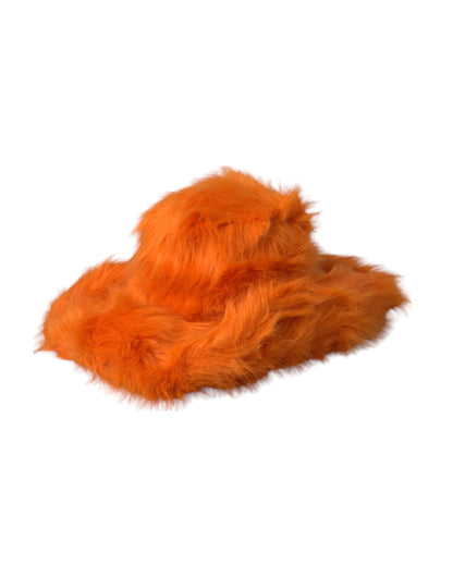 Dolce & Gabbana Orange Faux Fur Polyester Fedora Hat Dolce & Gabbana