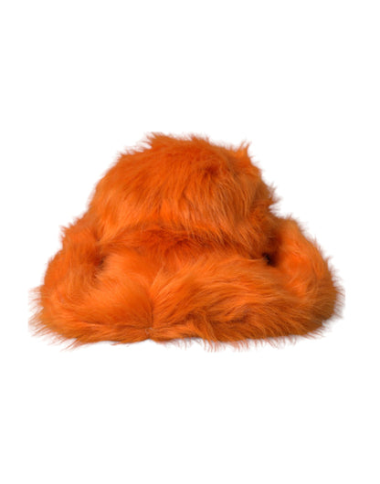 Dolce & Gabbana Orange Faux Fur Polyester Fedora Hat Dolce & Gabbana