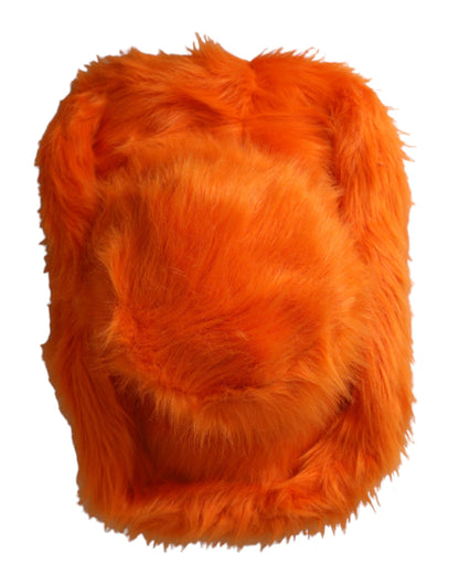 Dolce & Gabbana Orange Faux Fur Polyester Fedora Hat Dolce & Gabbana