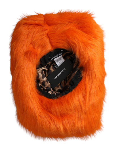 Dolce & Gabbana Orange Faux Fur Polyester Fedora Hat Dolce & Gabbana