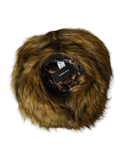 Dolce & Gabbana Brown Modacrylic Faux Fur Bucket Hat Dolce & Gabbana