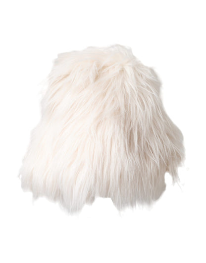 Dolce & Gabbana White Acrylic Fur Womens Bucket Hat Dolce & Gabbana