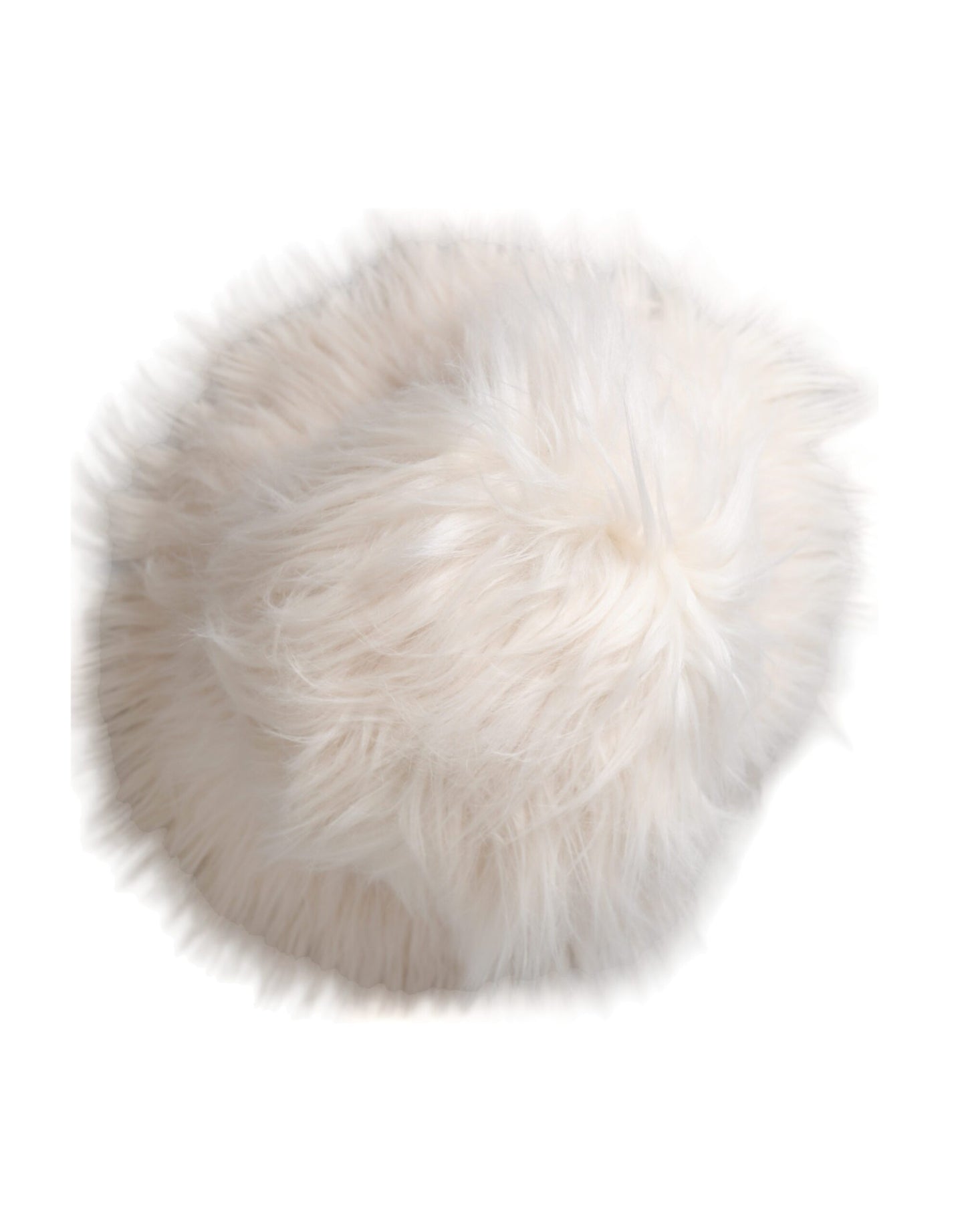 Dolce & Gabbana White Acrylic Fur Womens Bucket Hat Dolce & Gabbana