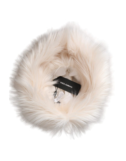 Dolce & Gabbana White Acrylic Fur Womens Bucket Hat Dolce & Gabbana