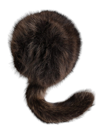 Dolce & Gabbana Women Brown Raccoon Fur Bucket Hat Dolce & Gabbana