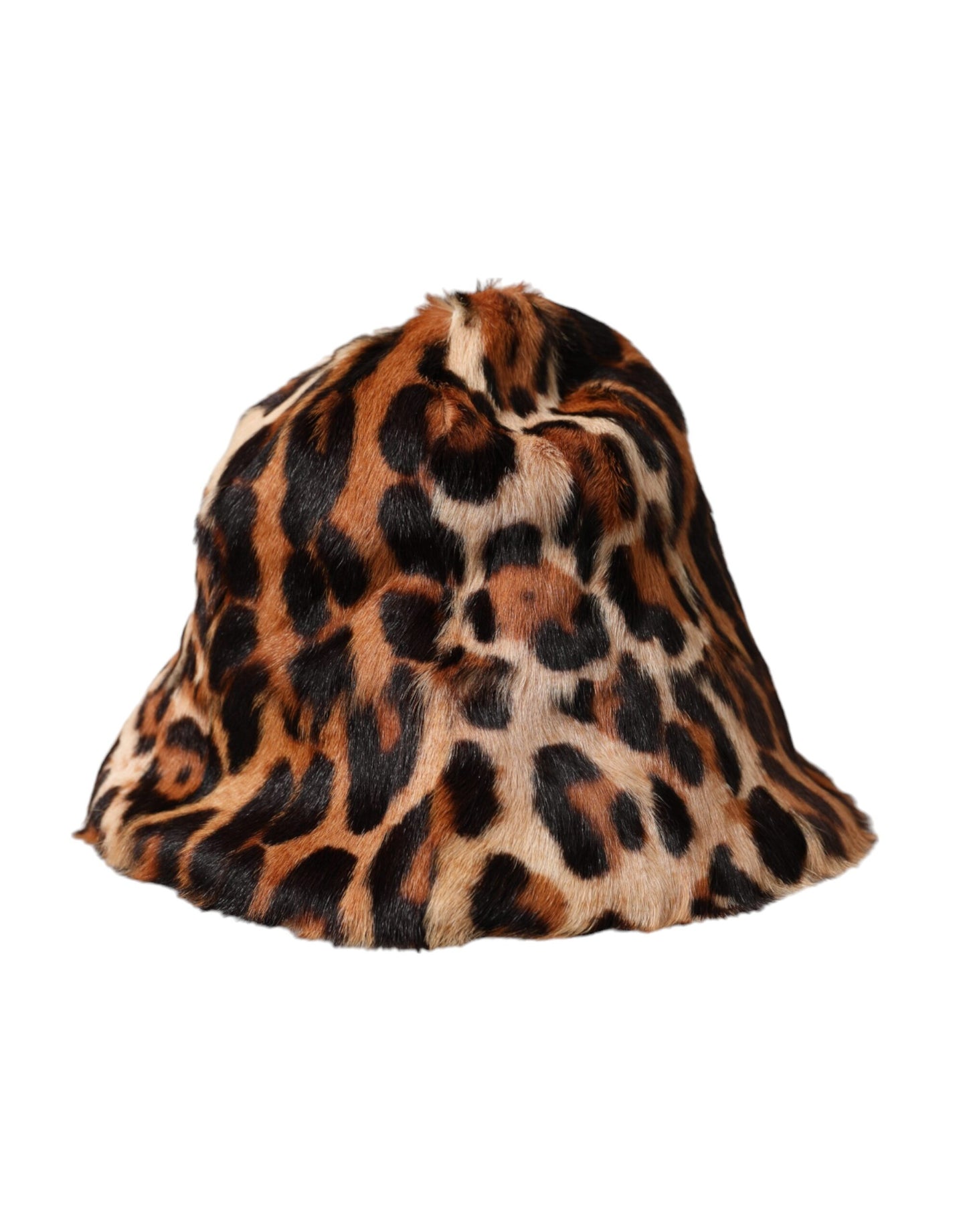 Dolce & Gabbana Brown Leopard Fur Women Bucket Hat Dolce & Gabbana