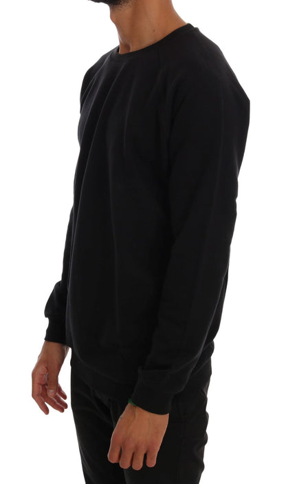 Daniele Alessandrini Elegant Black Cotton Crewneck Sweater Daniele Alessandrini