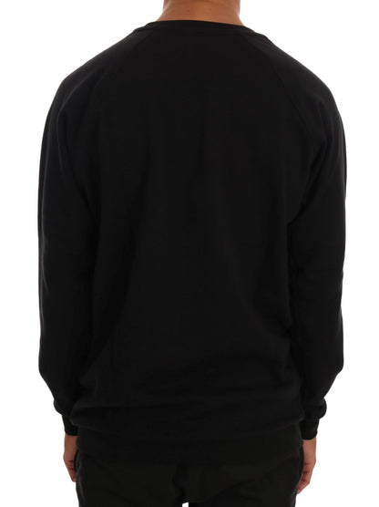 Daniele Alessandrini Elegant Black Cotton Crewneck Sweater Daniele Alessandrini