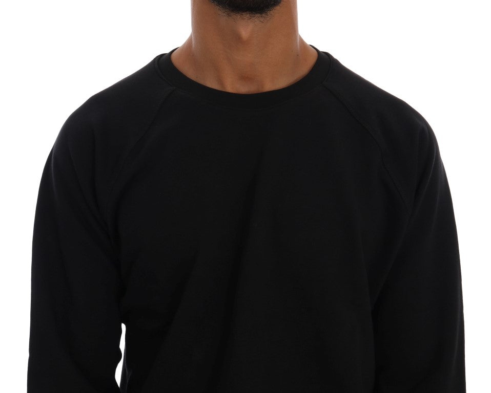 Daniele Alessandrini Elegant Black Cotton Crewneck Sweater Daniele Alessandrini