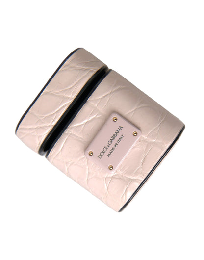 Dolce & Gabbana Light Pink Leather Metal Logo Plaque Airpods Case Dolce & Gabbana