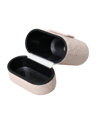 Dolce & Gabbana Light Pink Leather Metal Logo Plaque Airpods Case Dolce & Gabbana