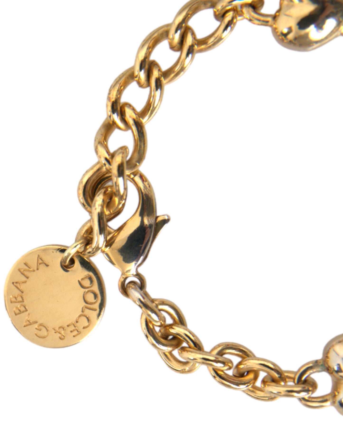 Dolce & Gabbana Gold Tone Brass Chain MY DOG Heart Bracelet Dolce & Gabbana