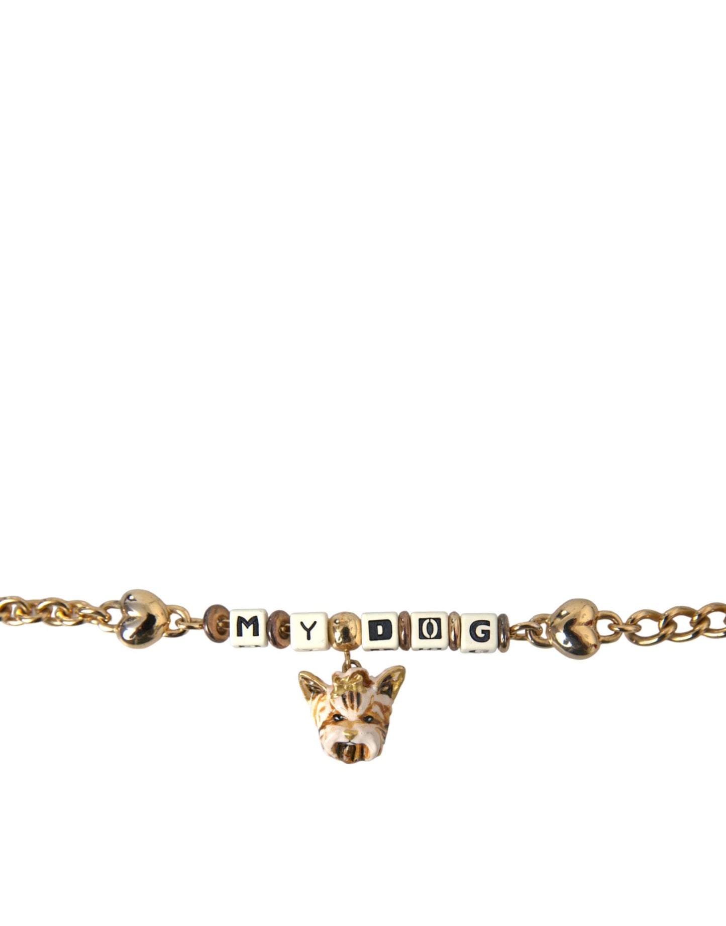 Dolce & Gabbana Gold Tone Brass Chain MY DOG Heart Bracelet Dolce & Gabbana