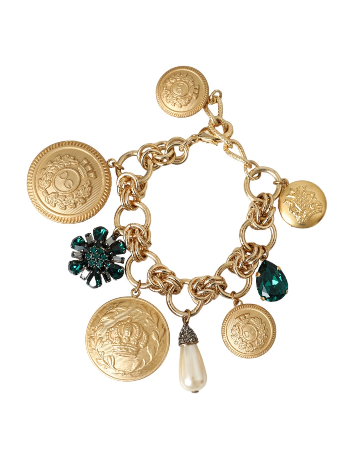 Dolce & Gabbana Gold Tone Brass Chain Crystal Women Bracelet Dolce & Gabbana