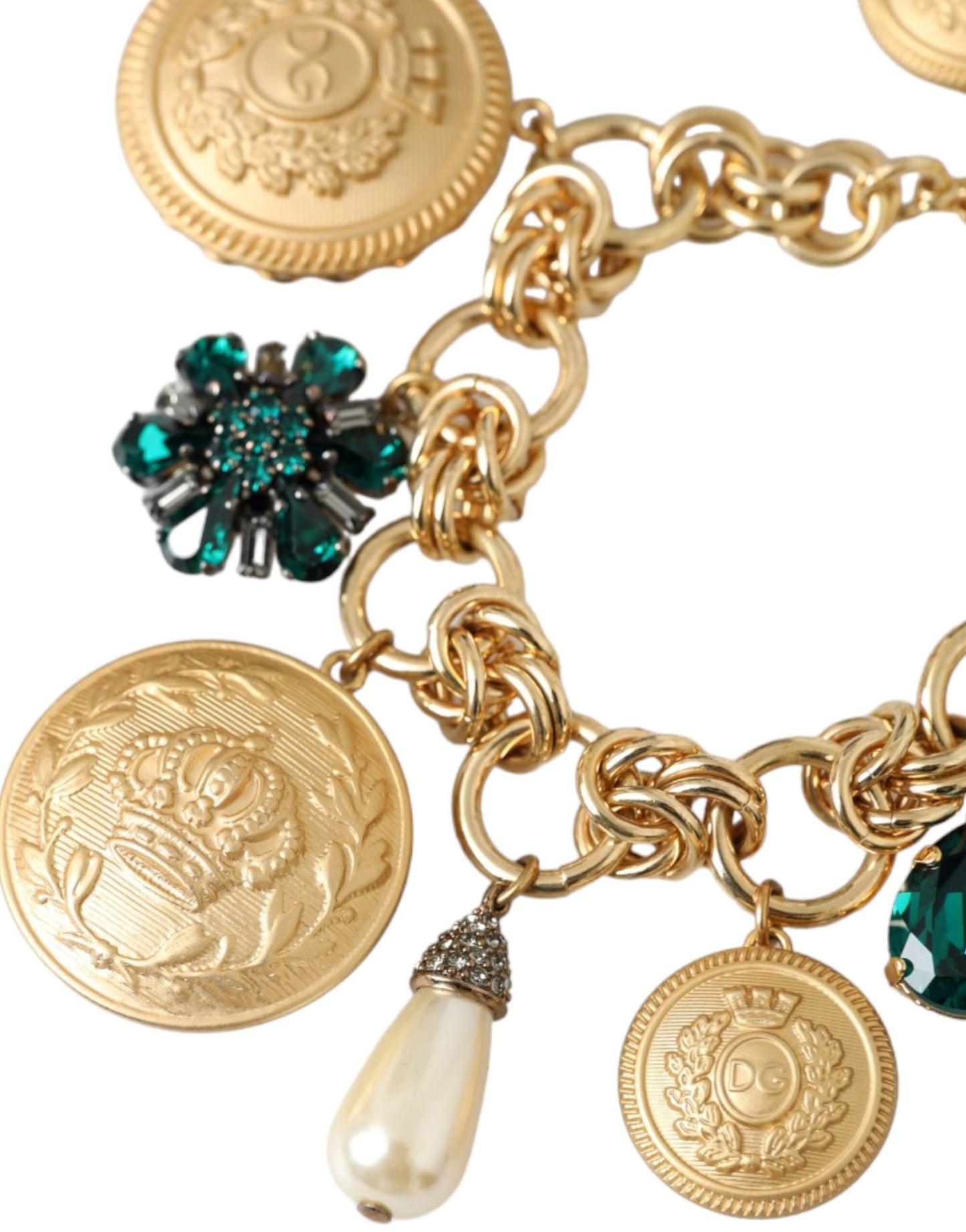 Dolce & Gabbana Gold Tone Brass Chain Crystal Women Bracelet Dolce & Gabbana