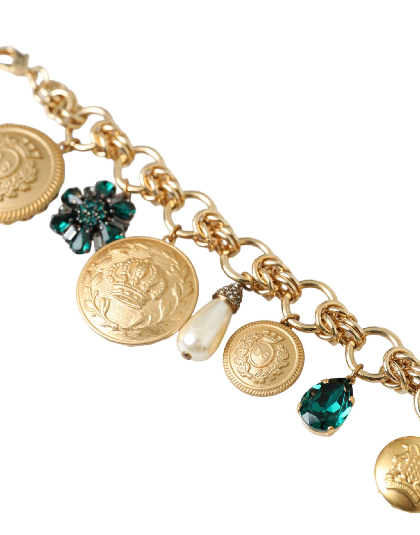 Dolce & Gabbana Gold Tone Brass Chain Crystal Women Bracelet Dolce & Gabbana