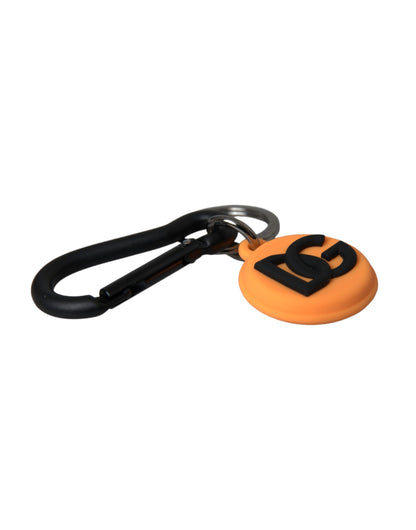 Dolce & Gabbana Orange Rubber DG Logo Round Brass Metal Keyring Keychain Dolce & Gabbana