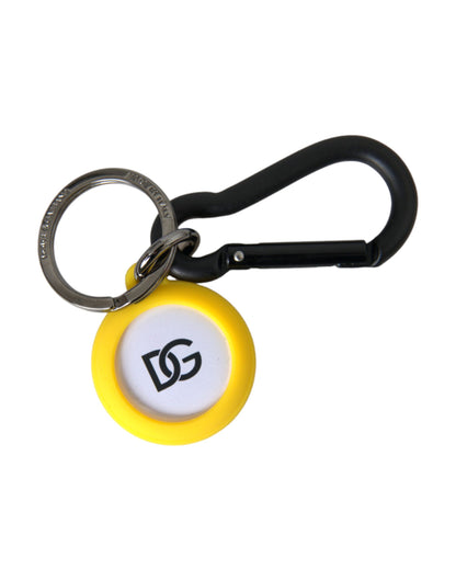 Dolce & Gabbana Yellow Rubber DG Logo Round Brass Metal Keyring Keychain Dolce & Gabbana