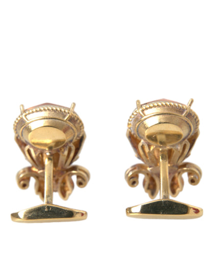 Dolce & Gabbana Gold Tone 925 Sterling Silver Crystal Cufflink Dolce & Gabbana