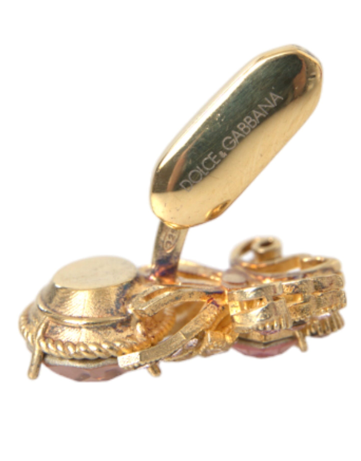 Dolce & Gabbana Gold Tone 925 Sterling Silver Crystal Cufflink Dolce & Gabbana