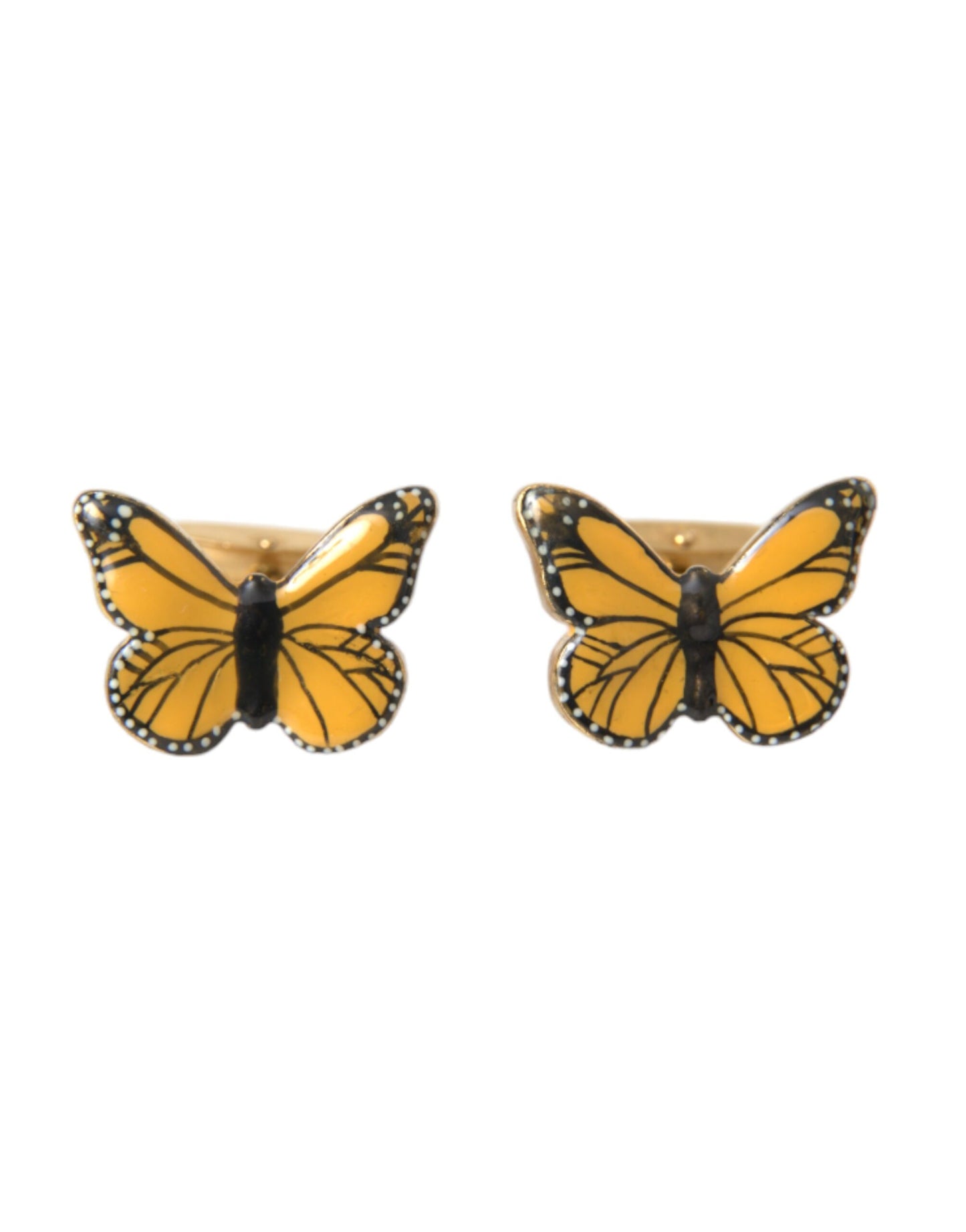 Dolce & Gabbana Gold Tone Brass Butterfly Enamel Men Cufflink Dolce & Gabbana