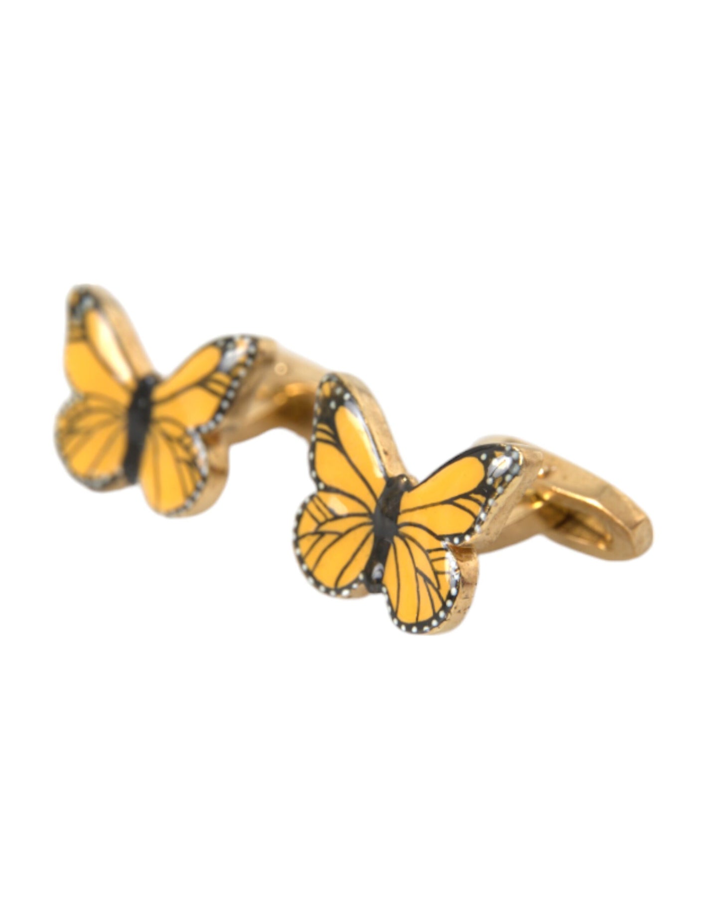 Dolce & Gabbana Gold Tone Brass Butterfly Enamel Men Cufflink Dolce & Gabbana