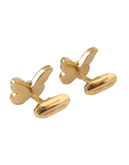 Dolce & Gabbana Gold Tone Brass Butterfly Enamel Men Cufflink Dolce & Gabbana