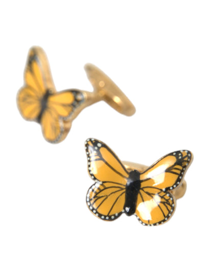 Dolce & Gabbana Gold Tone Brass Butterfly Enamel Men Cufflink Dolce & Gabbana