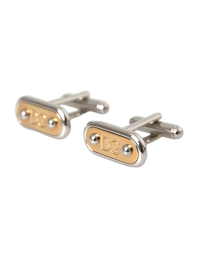 Dolce & Gabbana Silver Gold Plated Metal Brass Pin Cufflinks Dolce & Gabbana