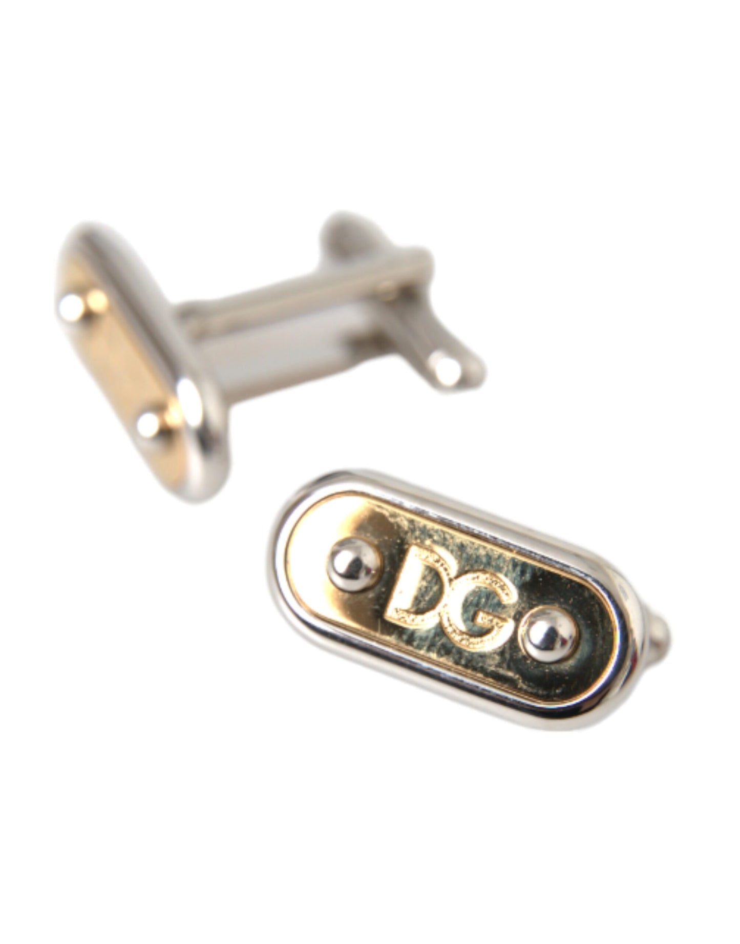 Dolce & Gabbana Silver Gold Plated Metal Brass Pin Cufflinks Dolce & Gabbana