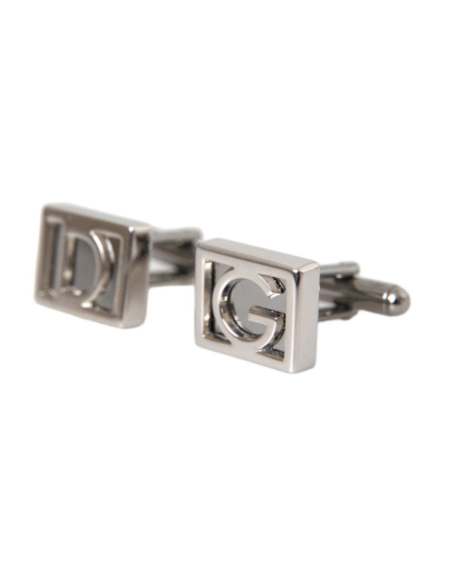 Dolce & Gabbana Silver Plated Metal Brass DG Logo Pin Cufflinks Dolce & Gabbana